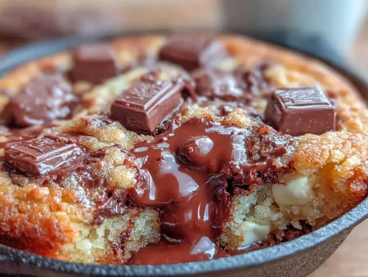 triple chocolate chunk skillet cookie preparation steps