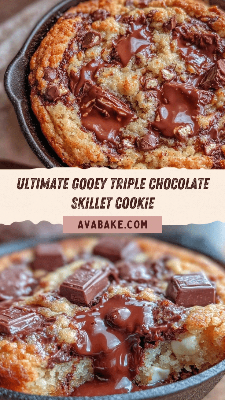 triple chocolate chunk skillet cookie recipe
