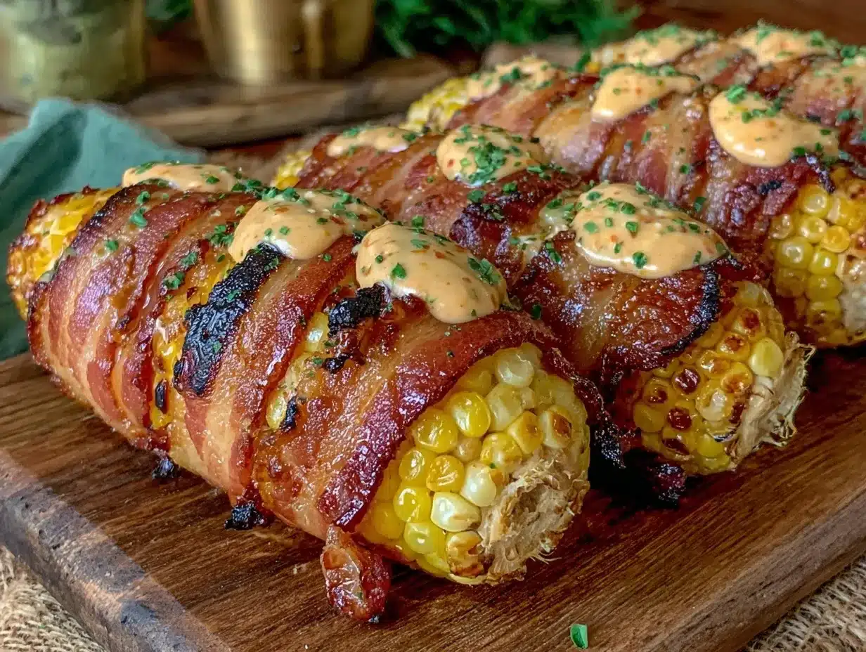 bacon wrapped grilled corn preparation steps