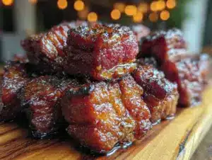 bourbon brown sugar smoked pork belly burnt ends - featured image