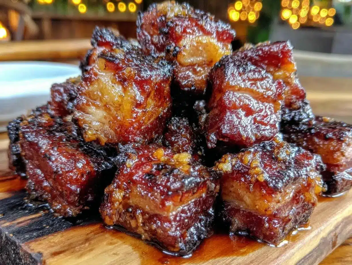 bourbon brown sugar smoked pork belly burnt ends preparation steps