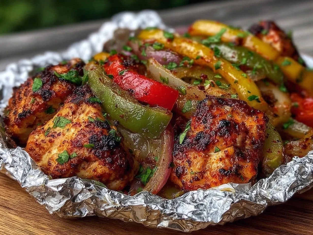 campfire foil packet fajitas preparation steps