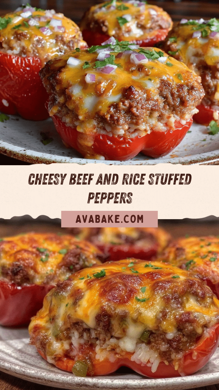 cheesy beef and rice stuffed peppers recipe