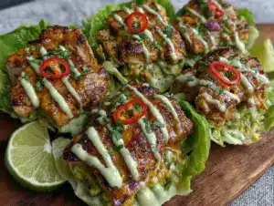 chicken avocado lettuce wraps - featured image