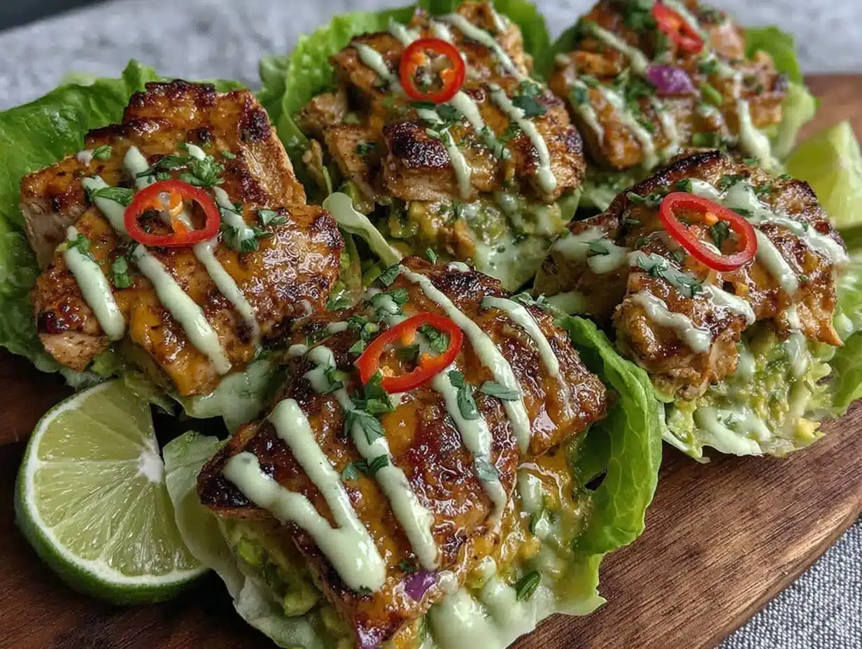 chicken avocado lettuce wraps - featured image
