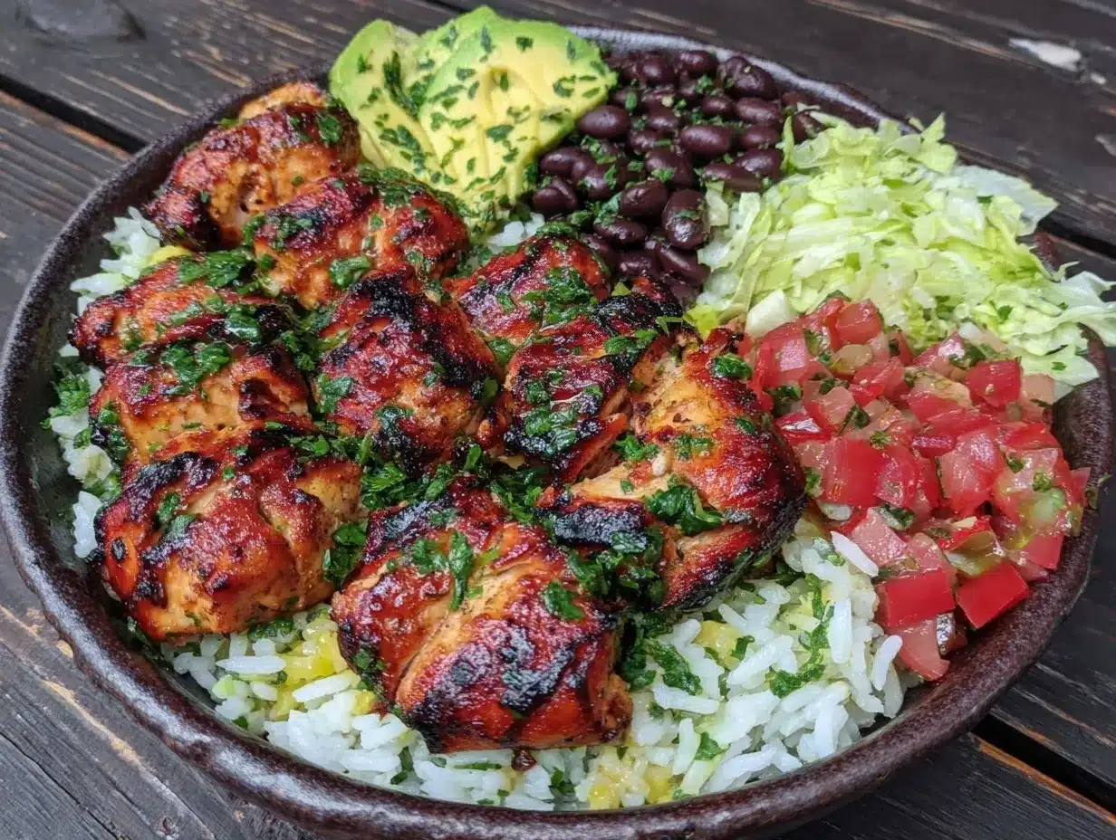 chicken burrito bowl meal prep preparation steps