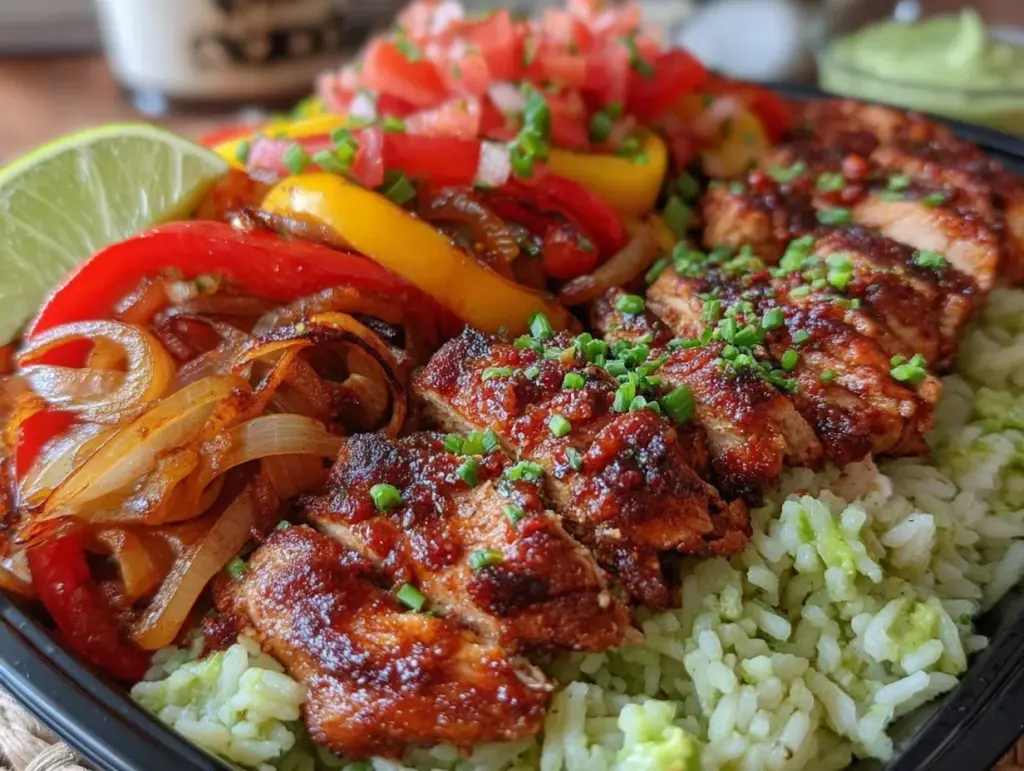 chicken fajita meal prep bowls - featured image