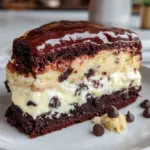 cookie dough brownie layer cake - featured image