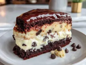 cookie dough brownie layer cake - featured image