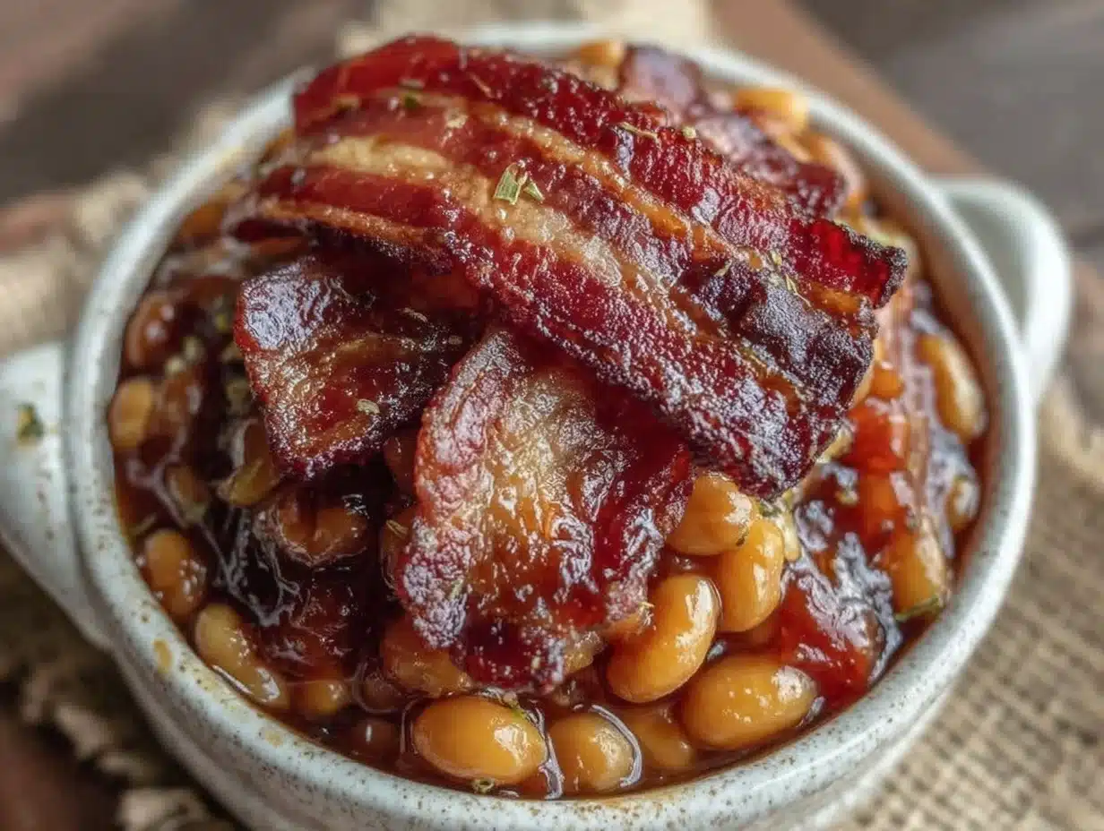 cozy crockpot baked beans - featured image