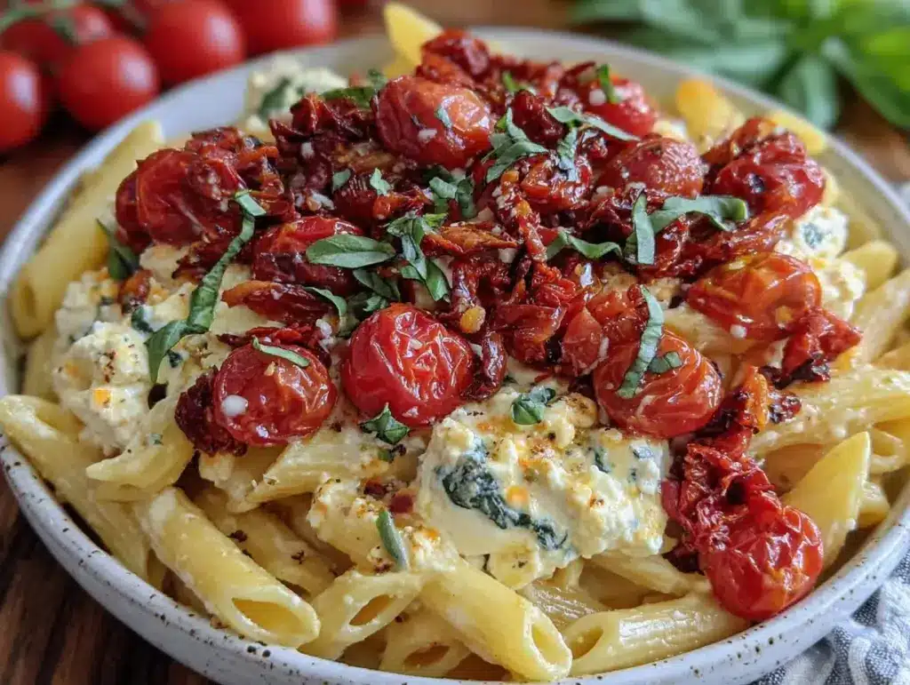 creamy baked feta pasta - featured image