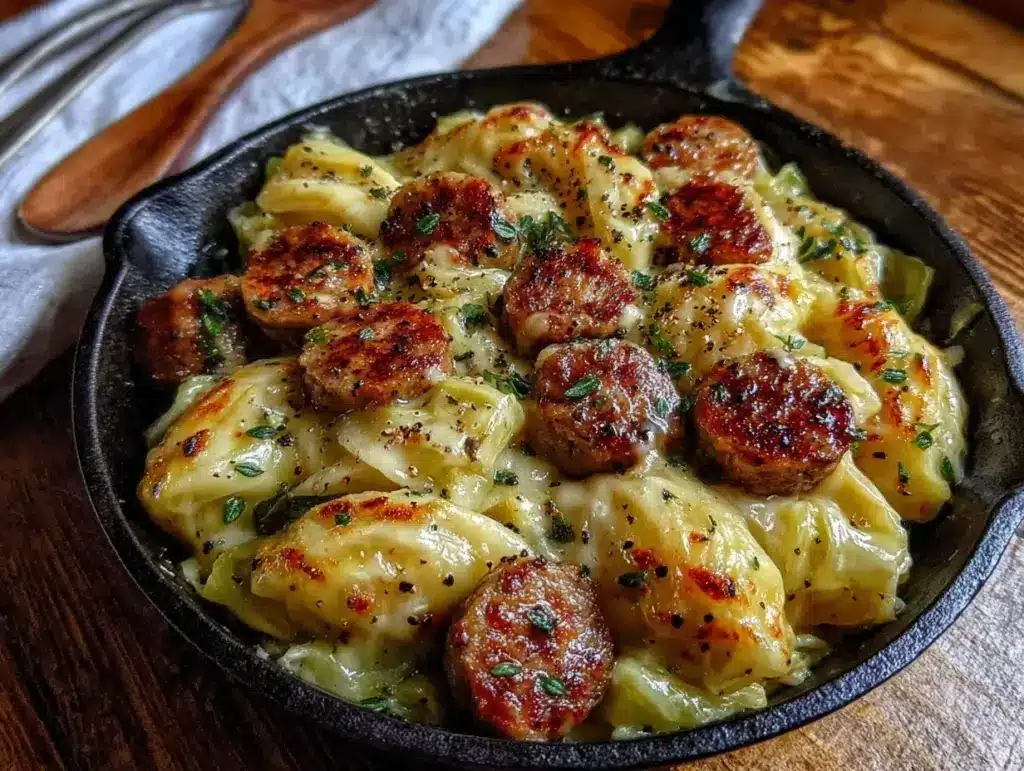creamy cabbage and sausage skillet - featured image