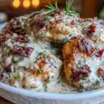 creamy crockpot tuscan garlic chicken - featured image