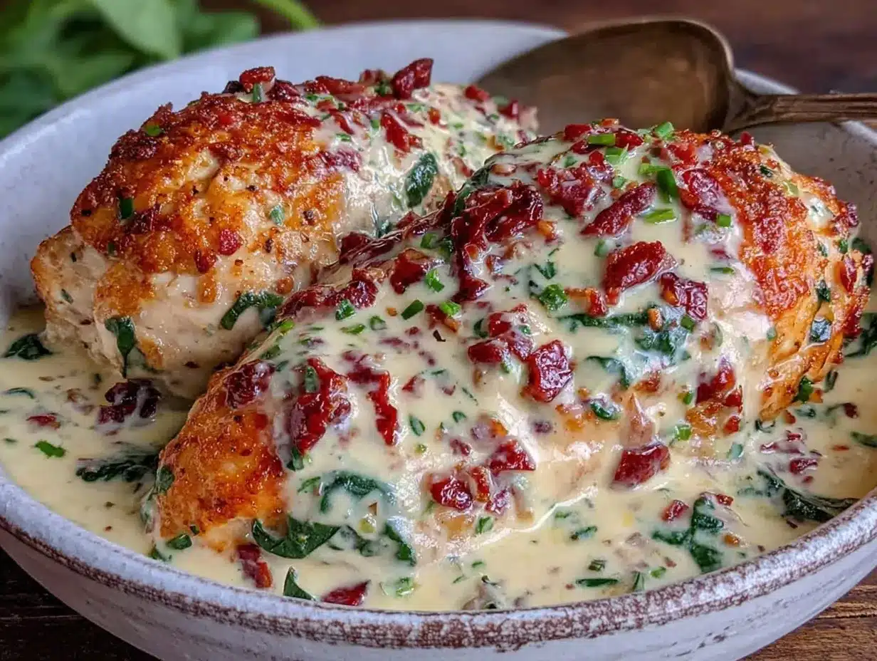 creamy crockpot tuscan garlic chicken preparation steps