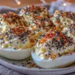 creamy everything bagel deviled eggs - featured image