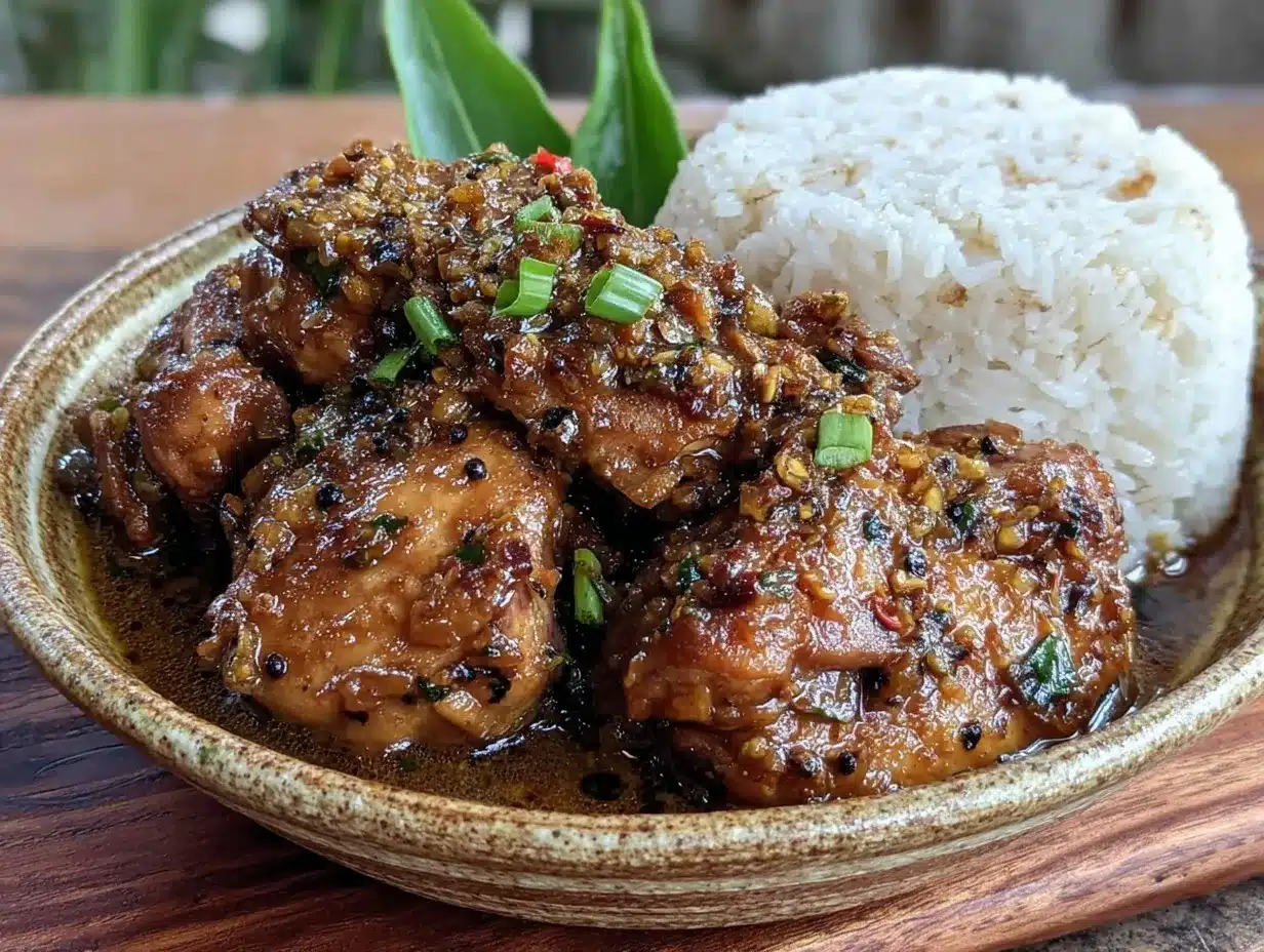 creamy Filipino chicken adobo preparation steps