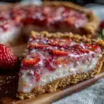 creamy frozen strawberry pie - featured image