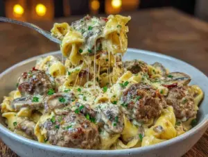 creamy ground beef stroganoff - featured image