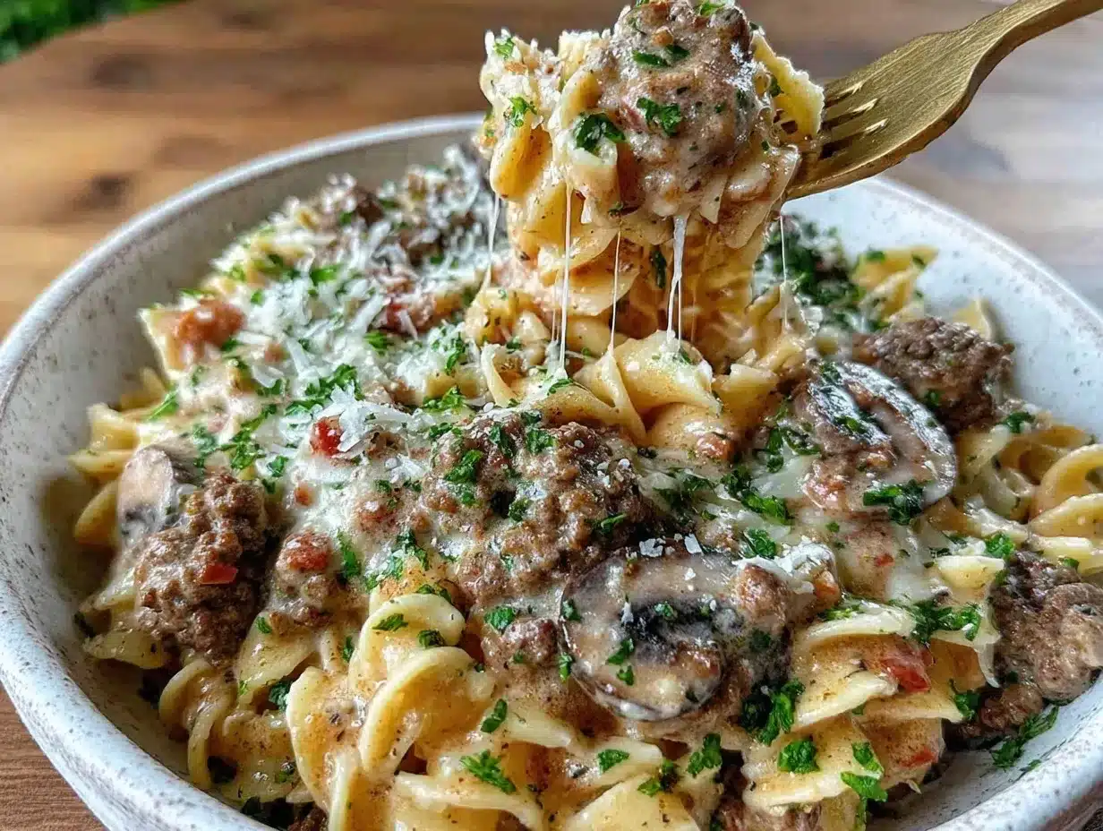 creamy ground beef stroganoff preparation steps