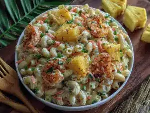 creamy hawaiian macaroni salad - featured image