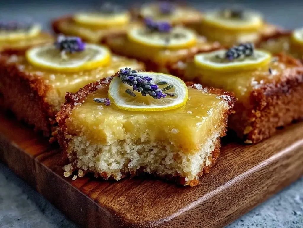 creamy lavender honey lemon bars - featured image