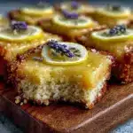 creamy lavender honey lemon bars - featured image