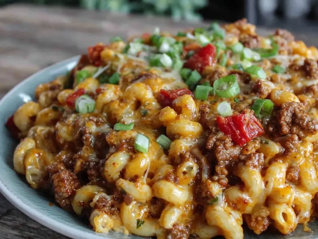creamy one-pot cheeseburger macaroni skillet - featured image