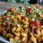 creamy one-pot cheeseburger macaroni skillet - featured image
