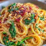 creamy one-pot lentil pasta with spinach - featured image