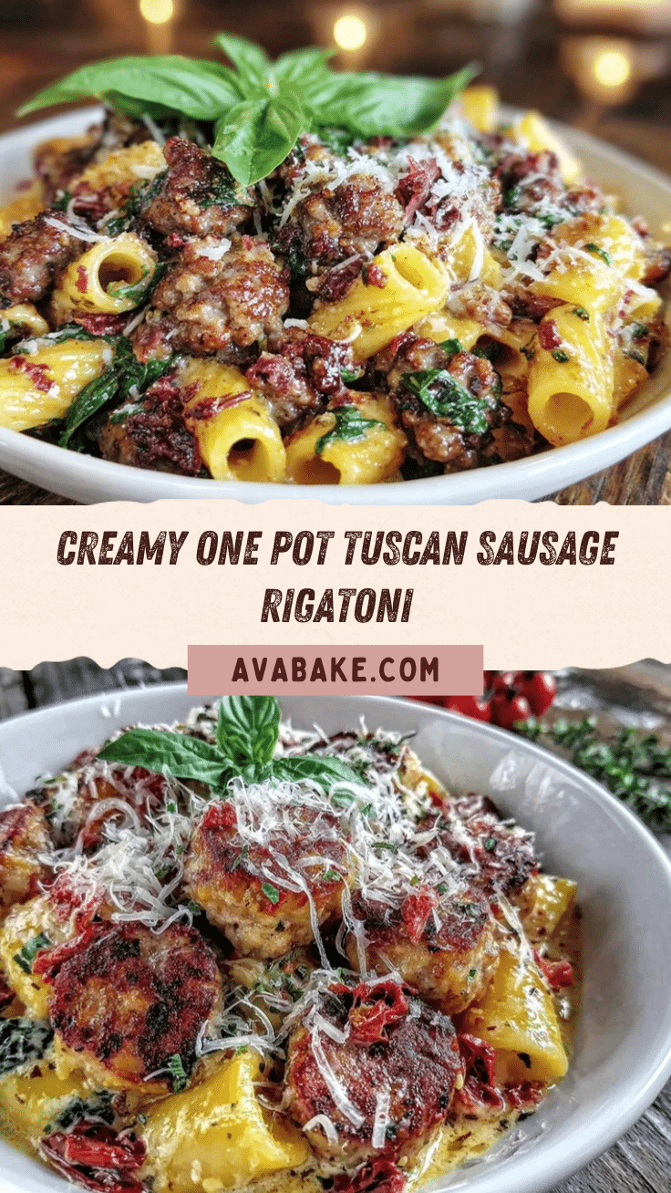 creamy one pot tuscan sausage rigatoni recipe