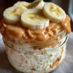 creamy overnight oats with peanut butter and banana - featured image