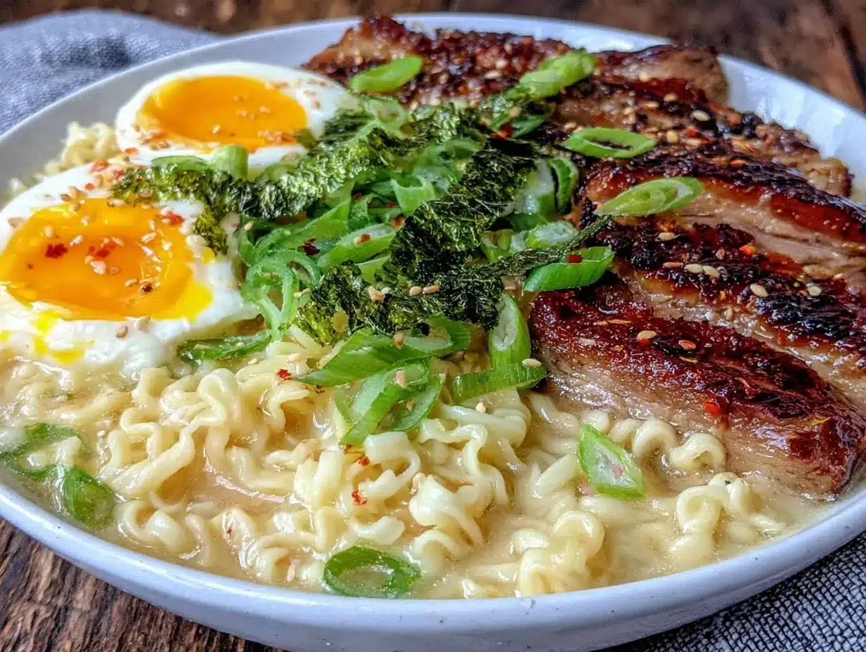 creamy tonkotsu-style ramen bowl preparation steps