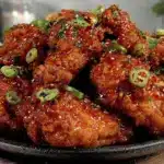 crispy air fryer honey garlic chicken wings - featured image