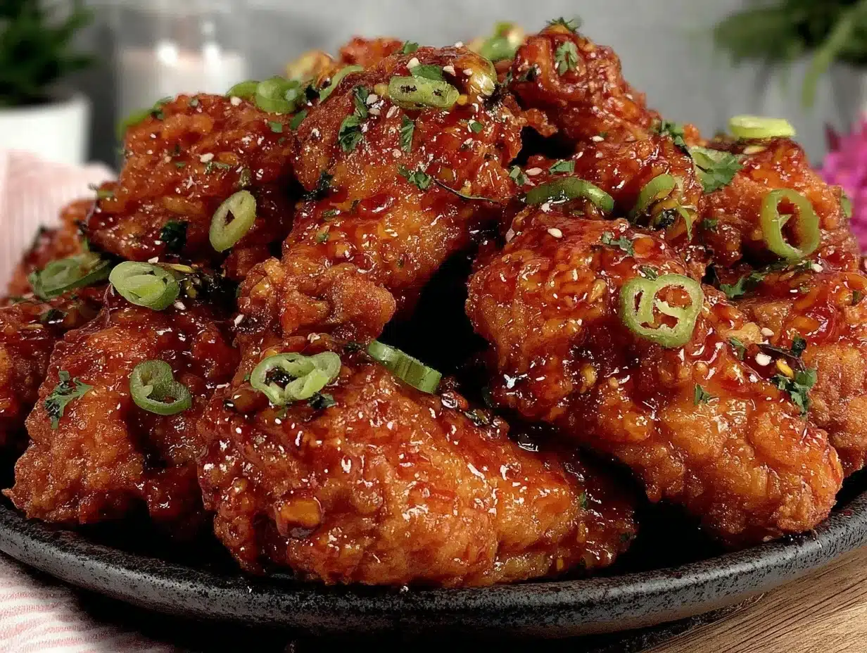 crispy air fryer honey garlic chicken wings - featured image