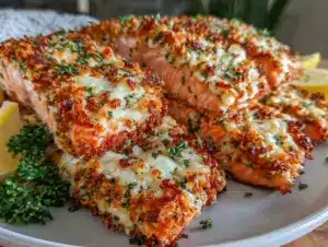 crispy air fryer parmesan crusted salmon fillets - featured image
