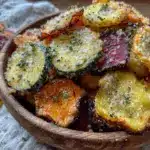 crispy air fryer vegetable chips - featured image