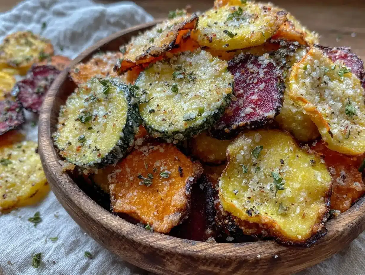 crispy air fryer vegetable chips - featured image