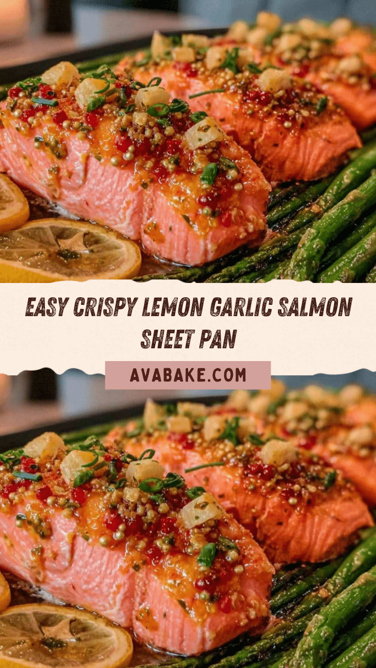 crispy lemon garlic salmon sheet pan dinner recipe