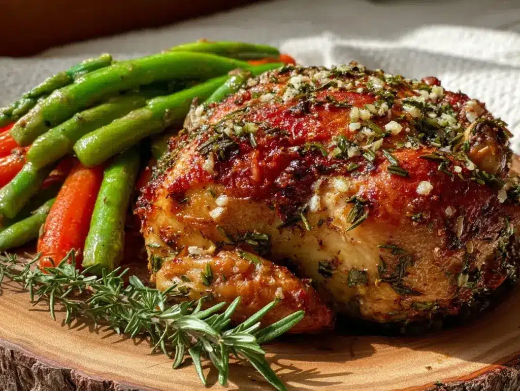 crispy lemon herb roasted chicken - featured image