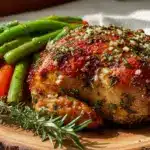 crispy lemon herb roasted chicken - featured image