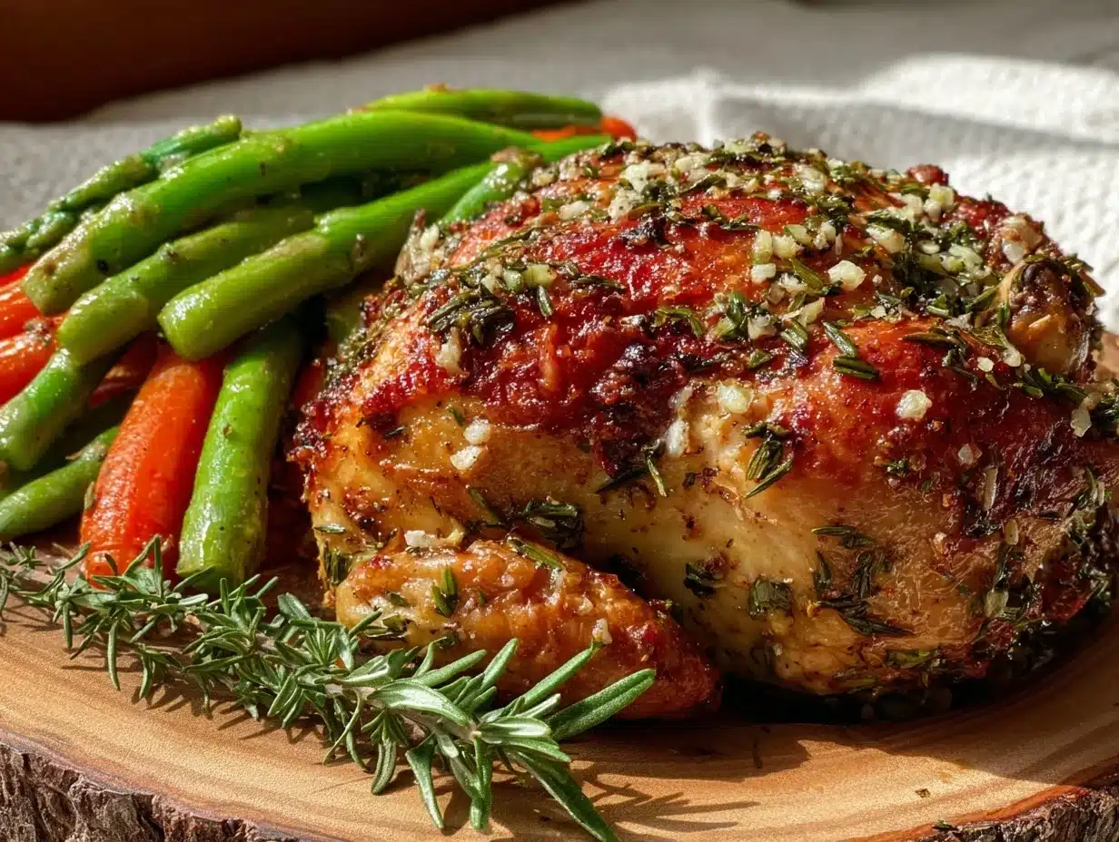 crispy lemon herb roasted chicken - featured image