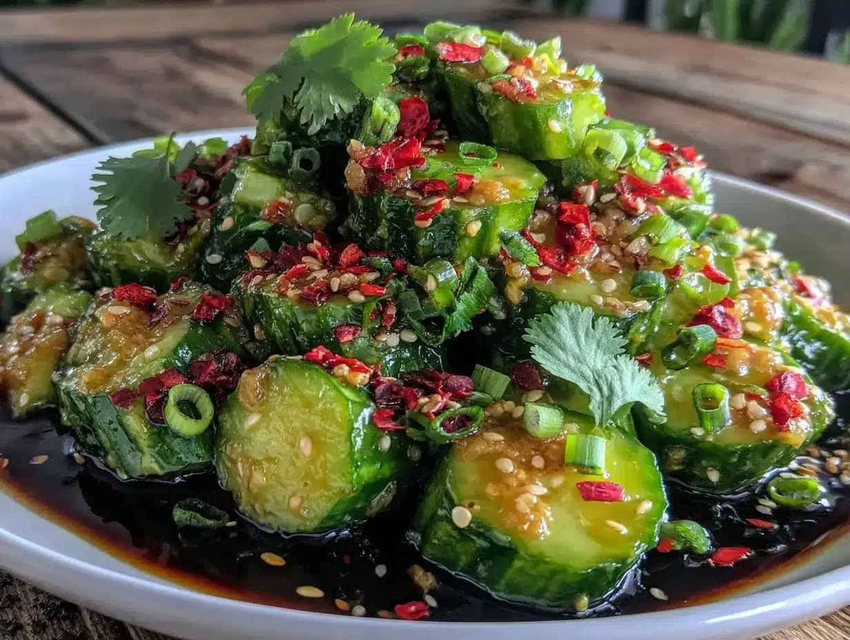 crispy spicy asian smashed cucumber salad preparation steps