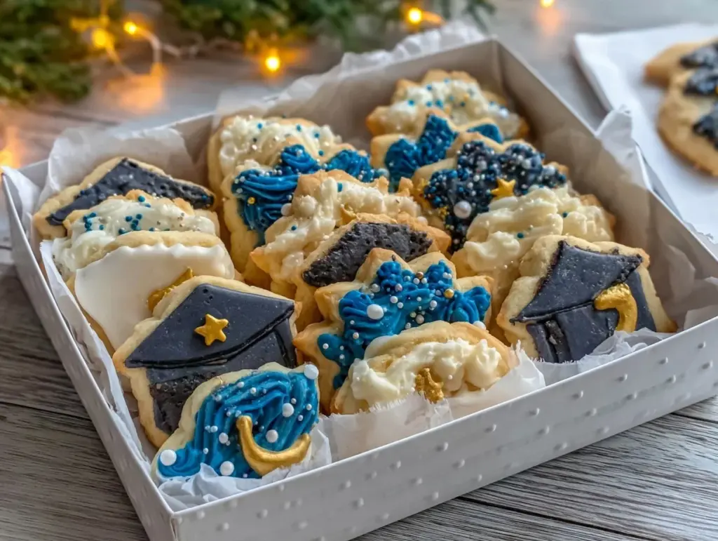 decorated graduation sugar cookies gift set - featured image
