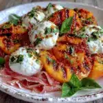 fresh grilled peach and burrata salad - featured image