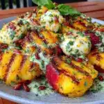 fresh grilled peach and burrata salad - featured image
