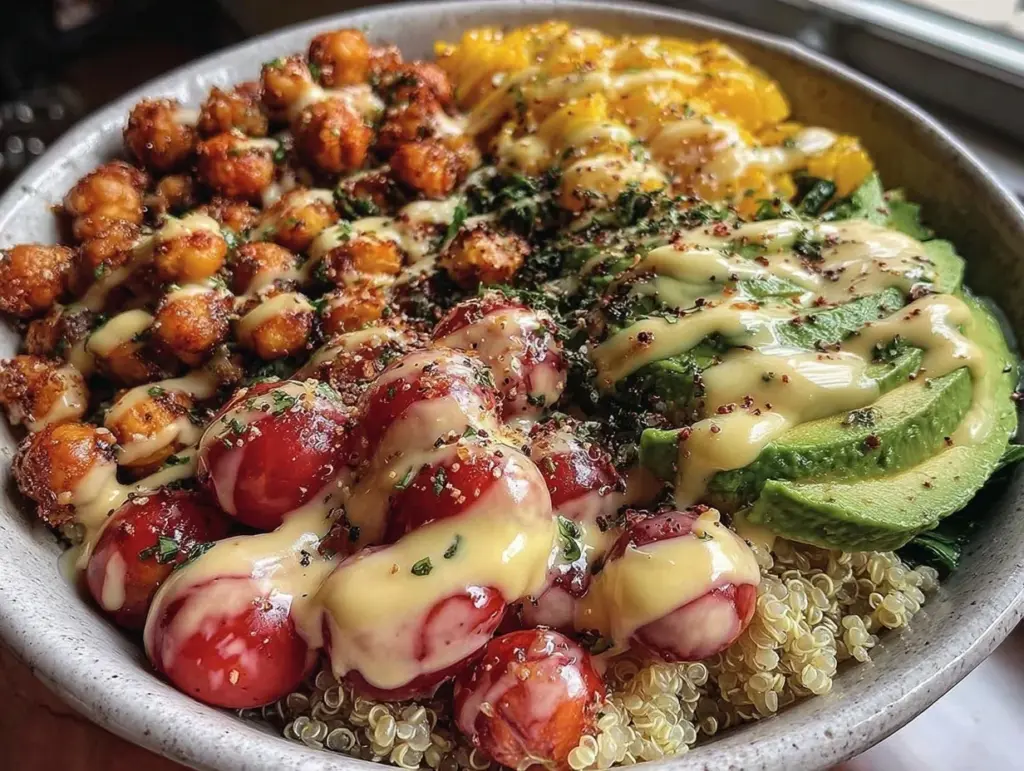 fresh mediterranean quinoa bowl - featured image