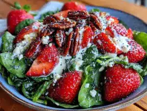 fresh strawberry spinach salad - featured image