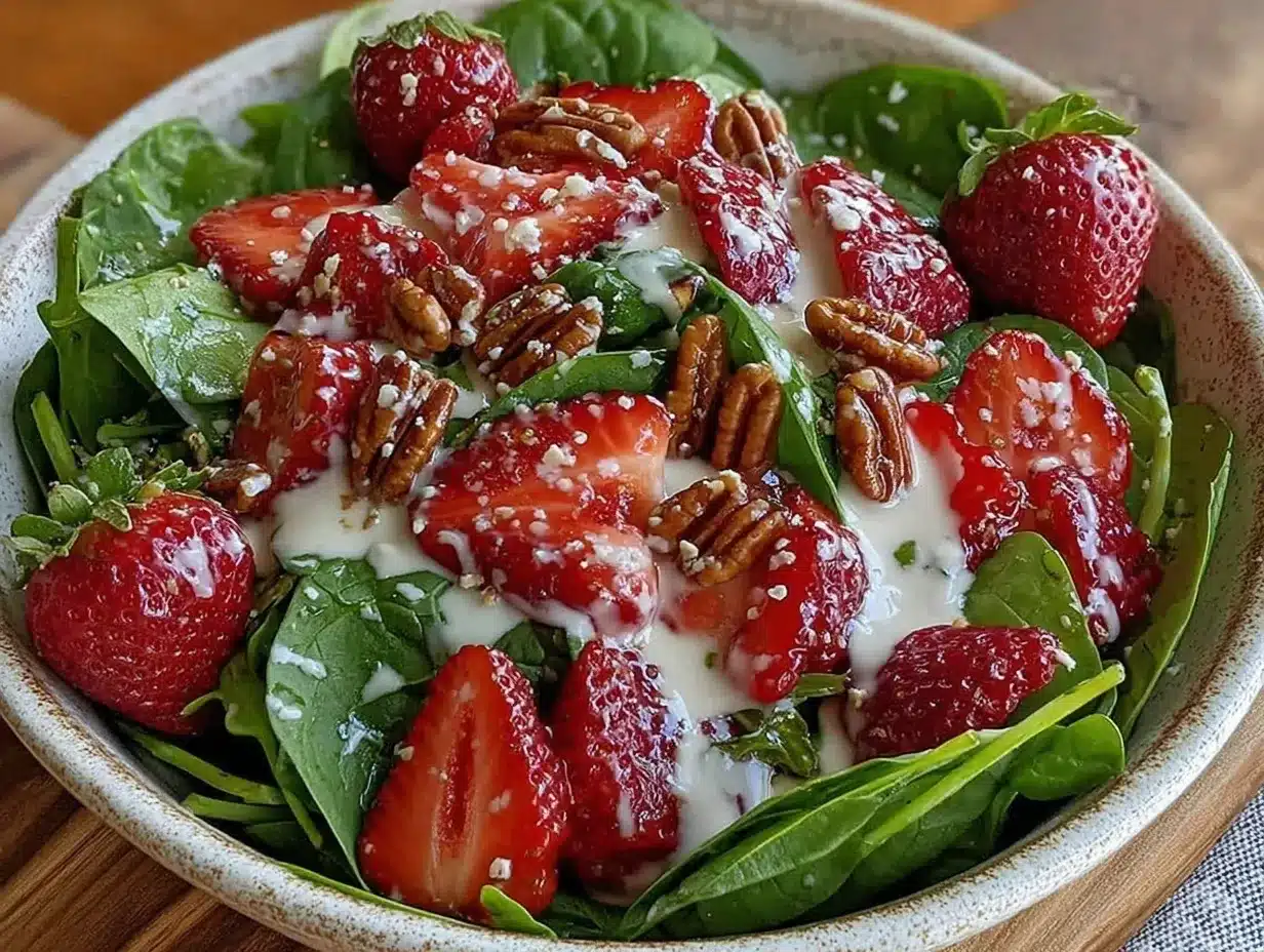 fresh strawberry spinach salad preparation steps