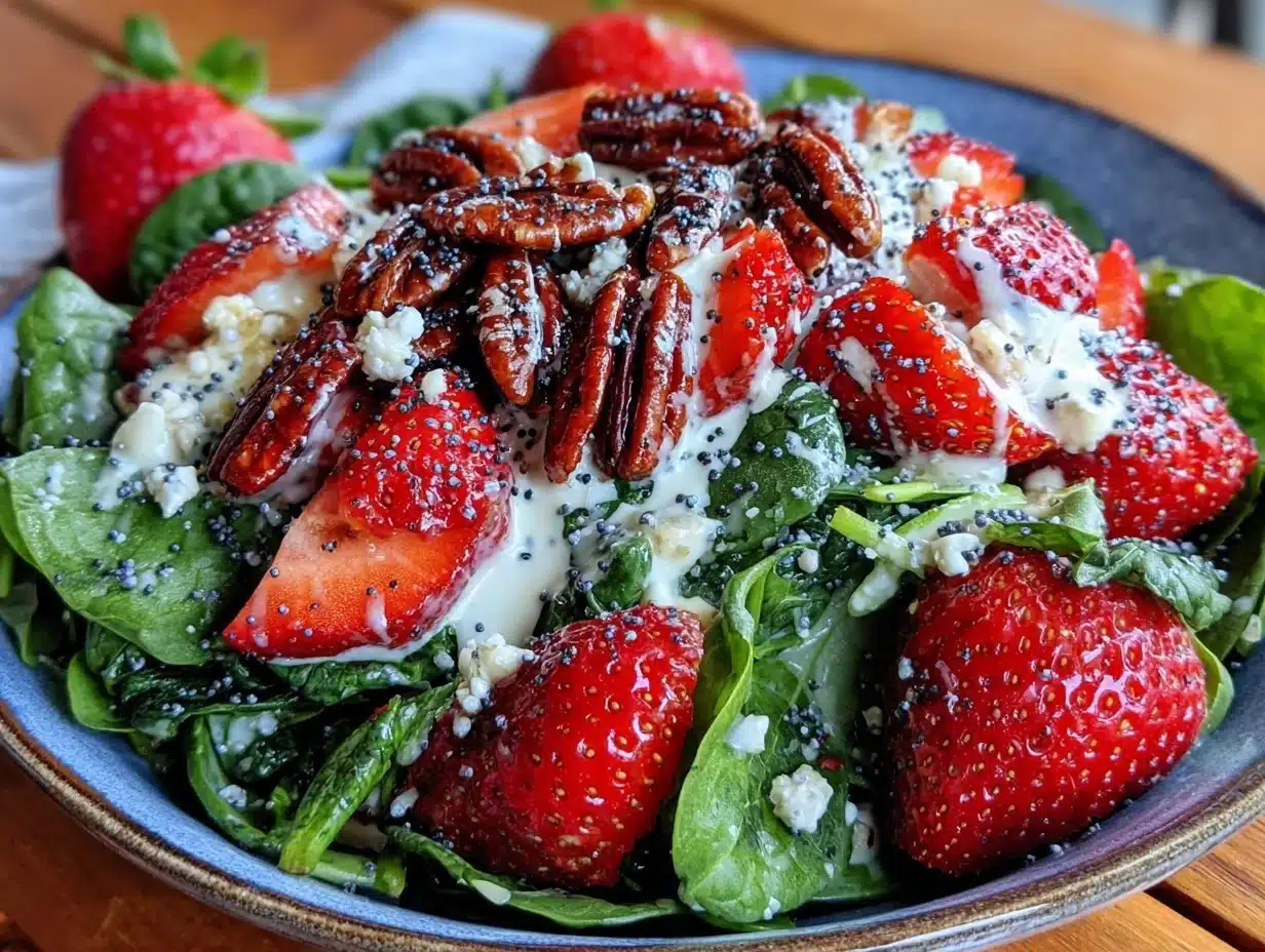 fresh strawberry spinach salad - featured image