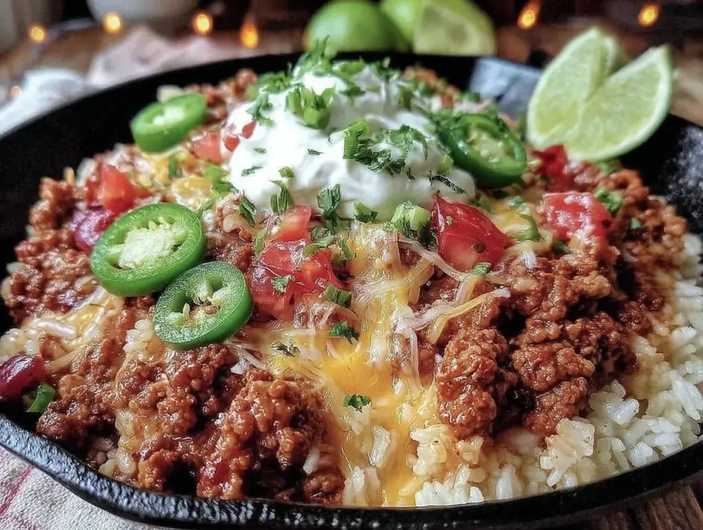 ground turkey taco skillet - featured image